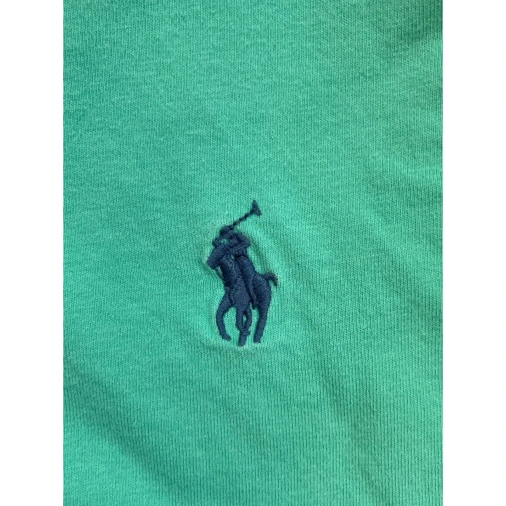 Polo Ralph Lauren T-Shirt Mens XL Green 100% Cotton Crew Neck Long Sleeve Pony